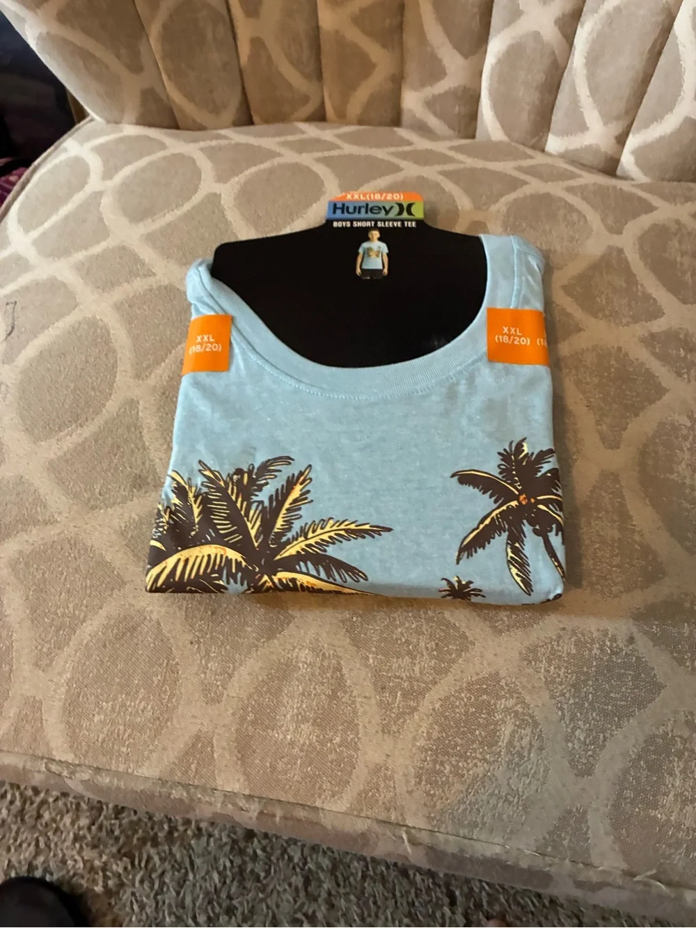 Hurley Light Blue Tee with Orange Surf Wagon Graphic